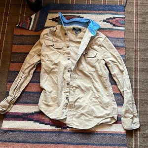 Corduroy button up denim collar